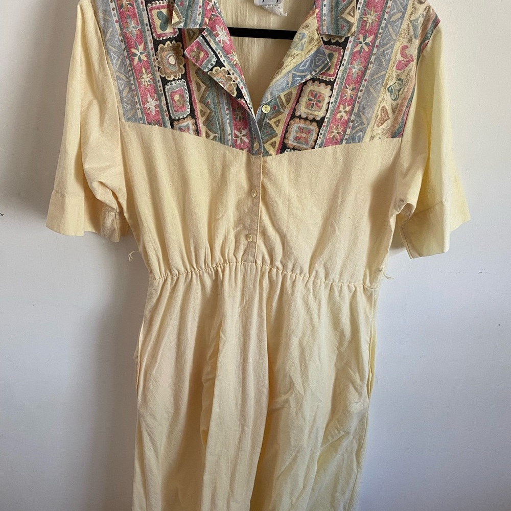 Tapestry‎ Women's Vintage Cream Patterned Dress Grandmacore